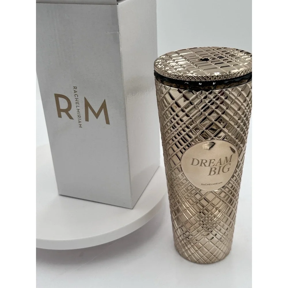 RACHEL MIRIAM Dream Big Metallic Gold Tumbler 24 oz - New in Packaging BPA Free